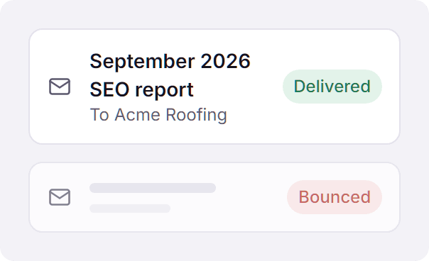 Report email marked delivered, and one marked bounced
